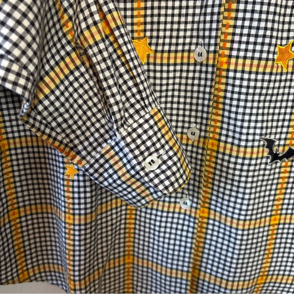 Karen Scott Women’s Shirt Halloween Button Down Long Sleeve Bats Stars Small - Picture 4 of 7